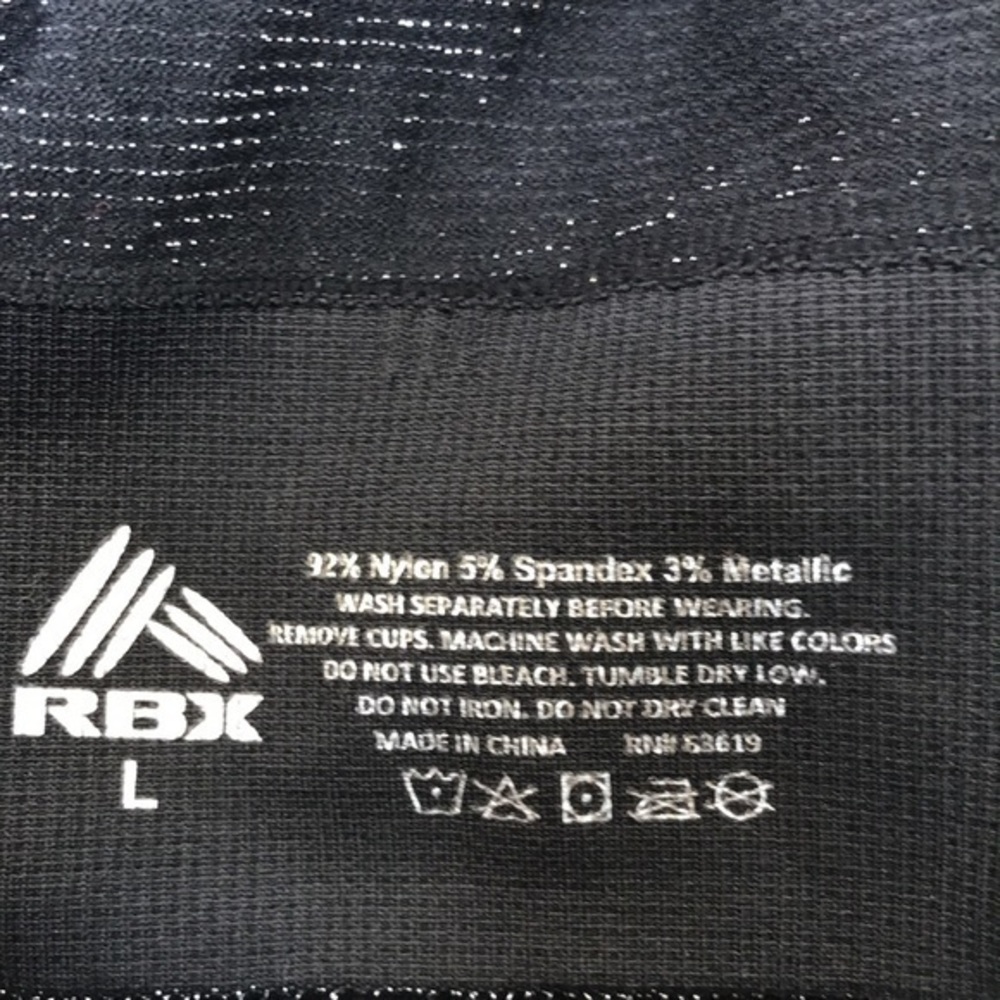 RBX Black and Silver Metallic Sports Bra-Size L NWT - Picture 5 of 5